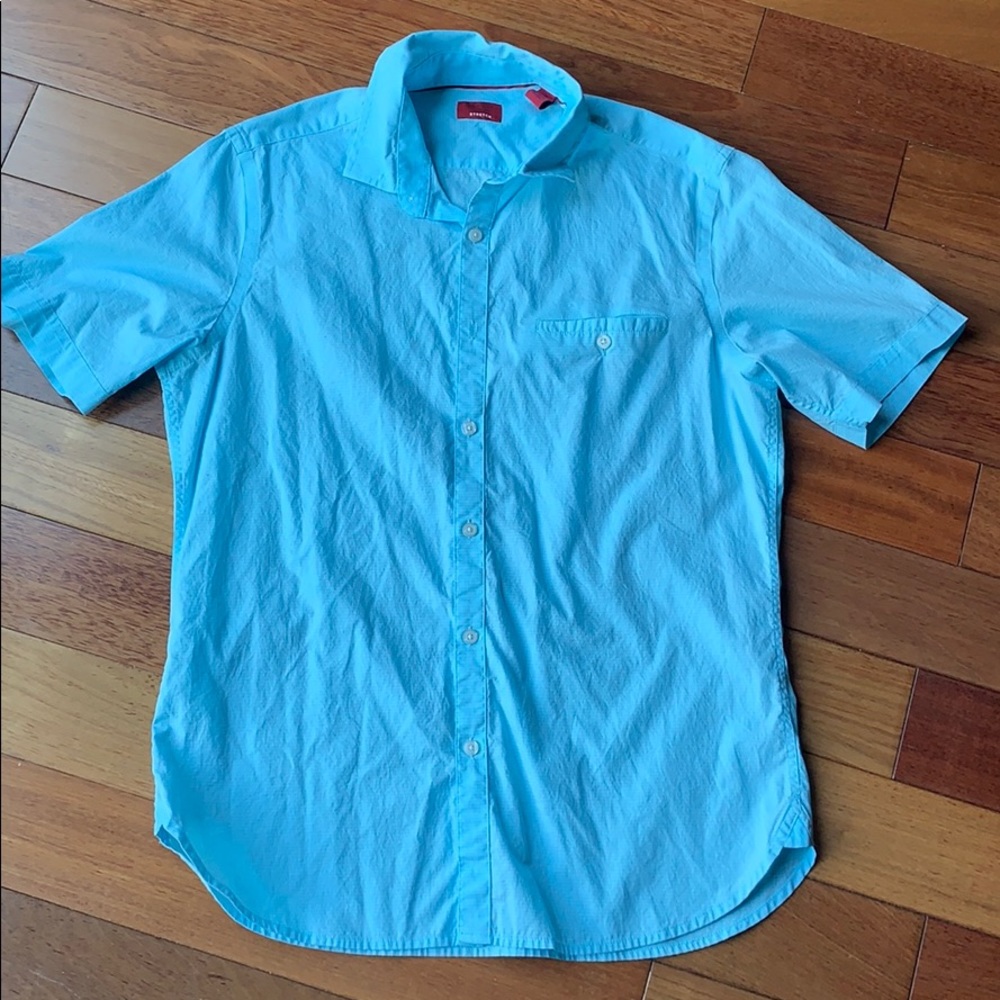 Blue and white Alfani short sleeve shirt